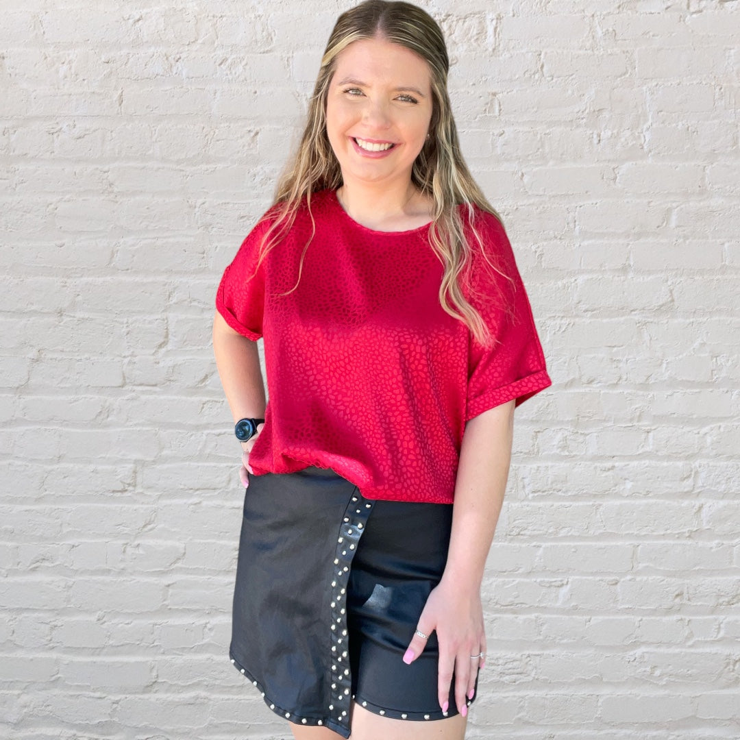 Red Satin Blouse