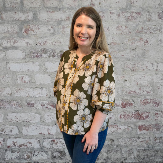 Olive Floral Blouse