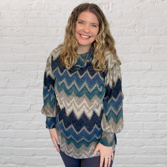 Blue Zigzag Sweater