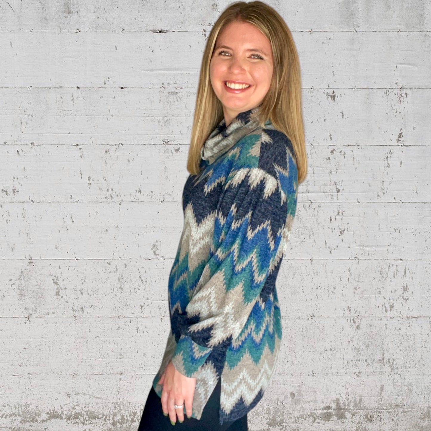 Blue Zigzag Sweater