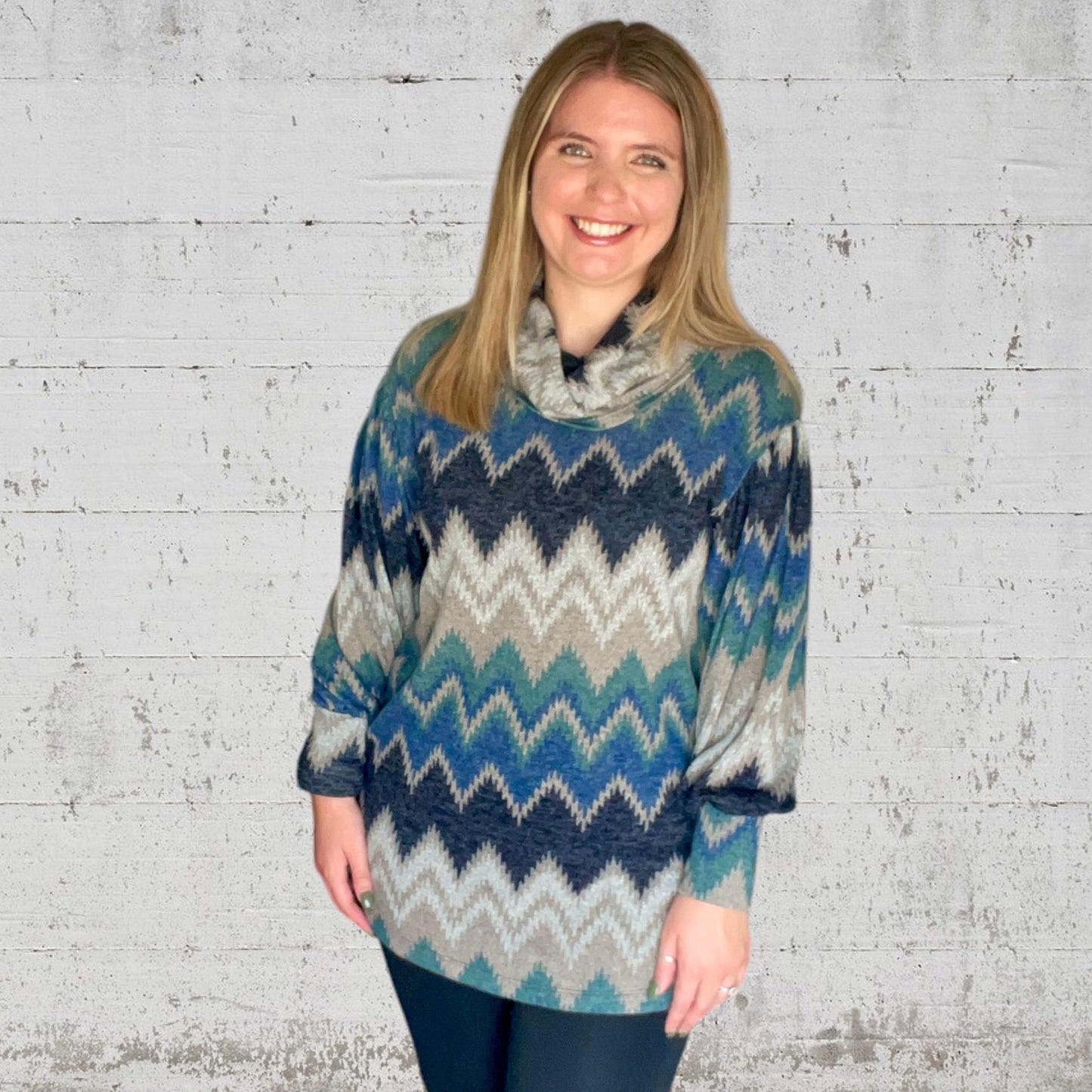 Blue Zigzag Sweater