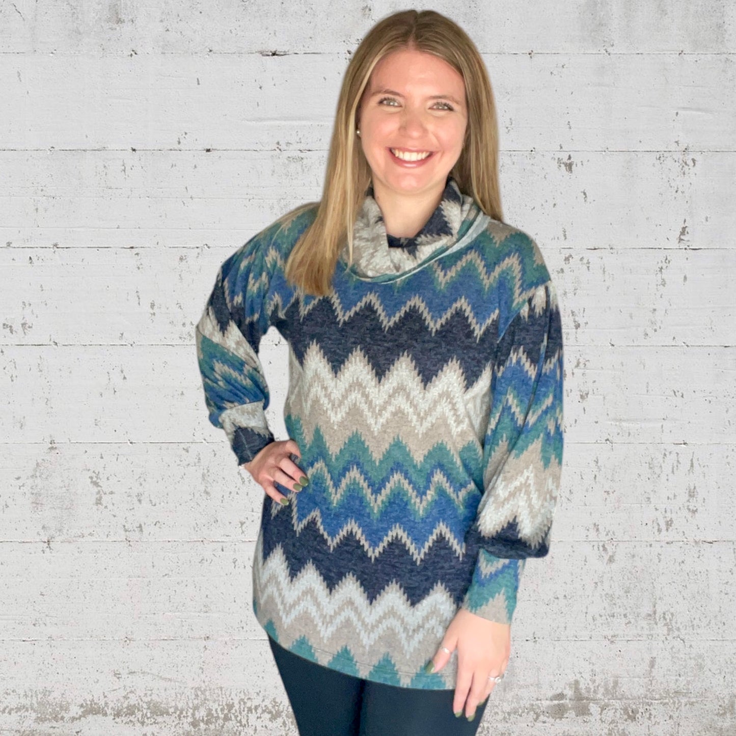 Blue Zigzag Sweater
