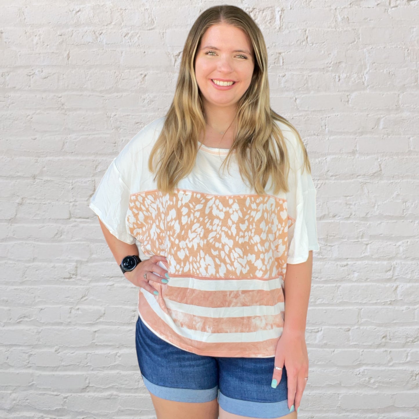 Coral Leopard Top
