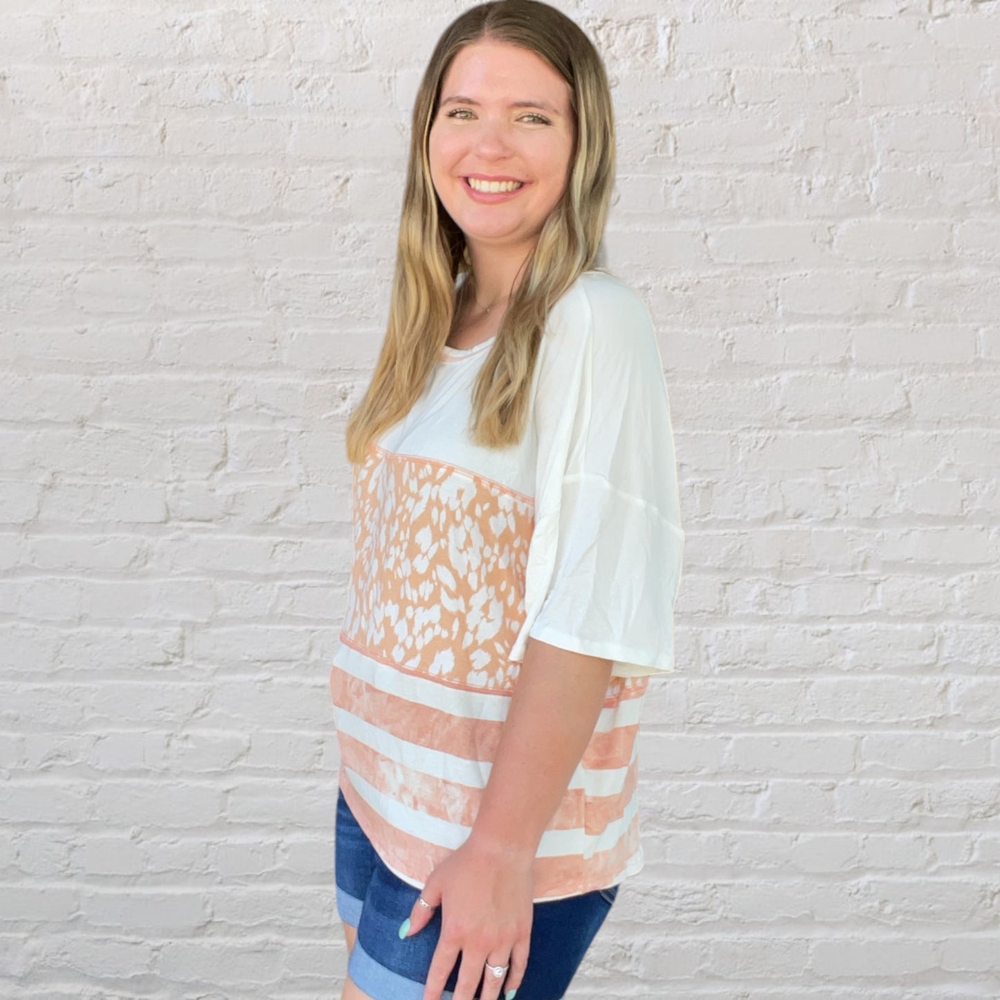 Coral Leopard Top