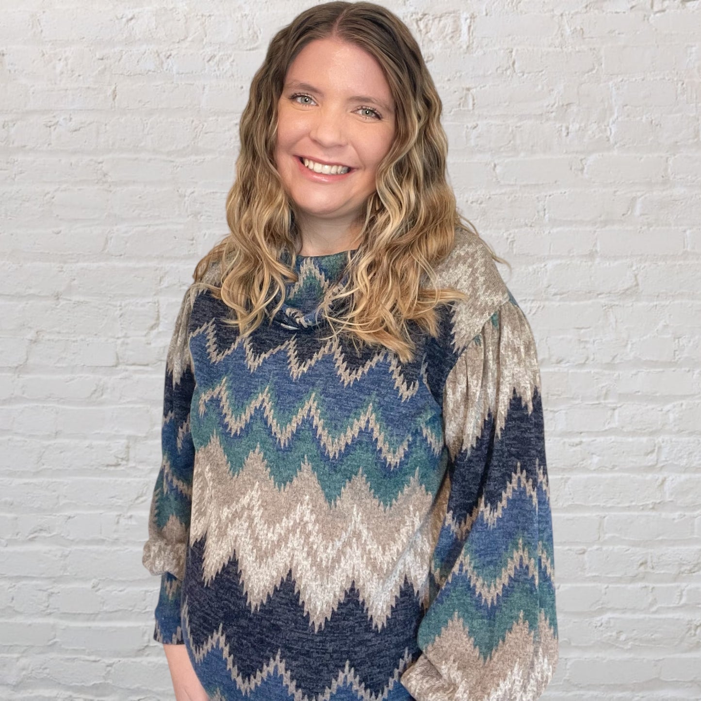 Blue Zigzag Sweater