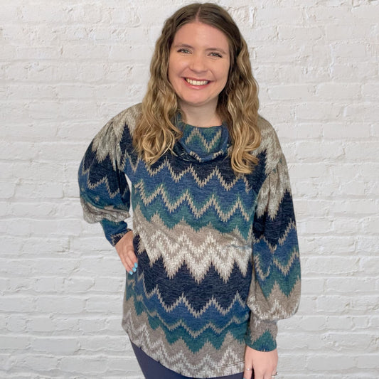 Blue Zigzag Sweater