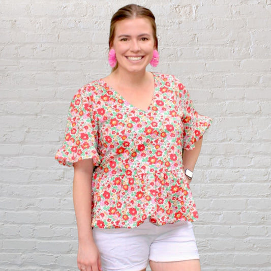 Floral Ruffle Top